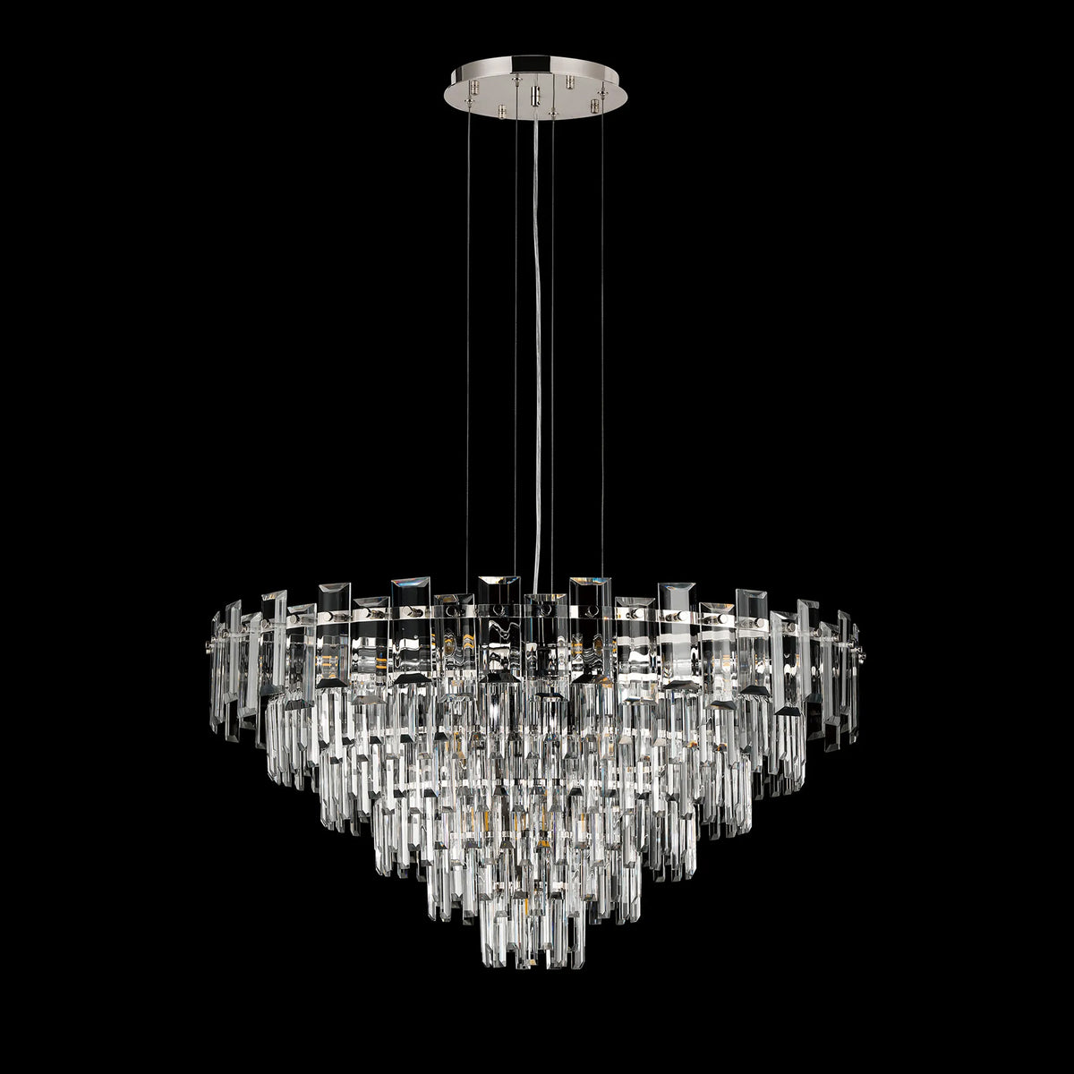 Velator 810mm Pendant in Polished Nickel with Clear Crystal Glass