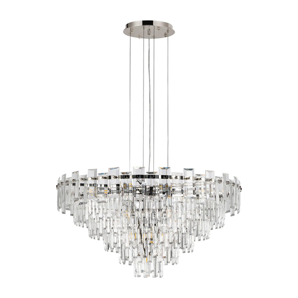 Velator 810mm Pendant in Polished Nickel with Clear Crystal Glass
