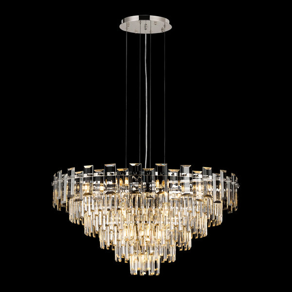 Velator 810mm Pendant in Polished Nickel with Clear Crystal Glass