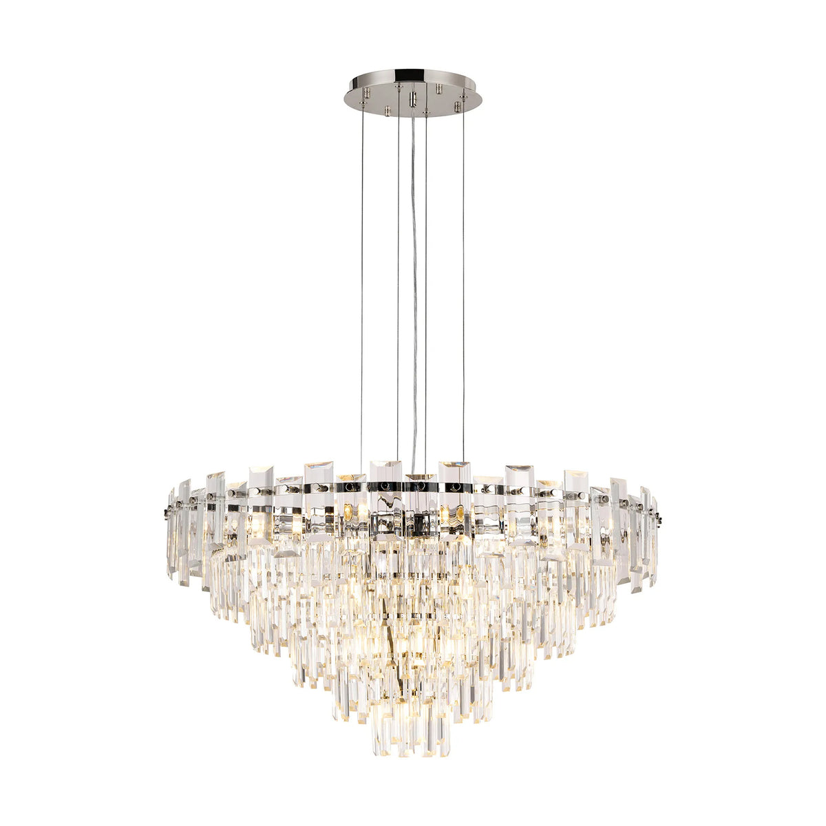 Velator 810mm Pendant in Polished Nickel with Clear Crystal Glass