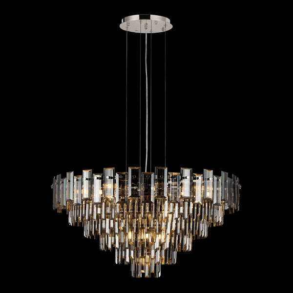 Velator 810mm Pendant in Polished Nickel with Smoked Crystal Glass