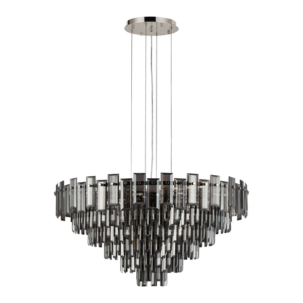 Velator 810mm Pendant in Polished Nickel with Smoked Crystal Glass