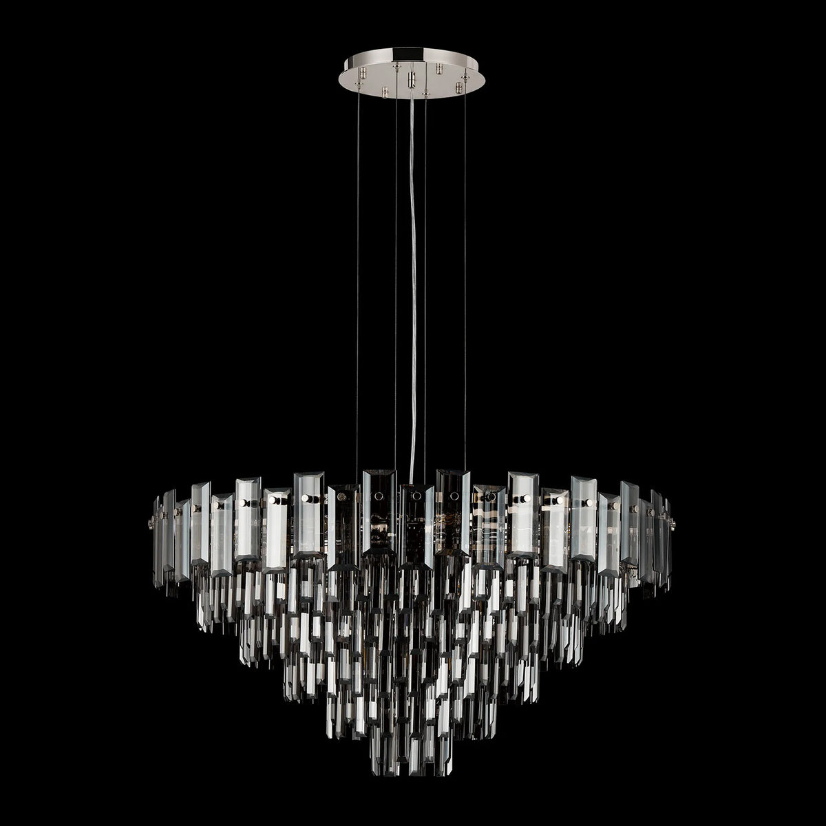 Velator 810mm Pendant in Polished Nickel with Smoked Crystal Glass