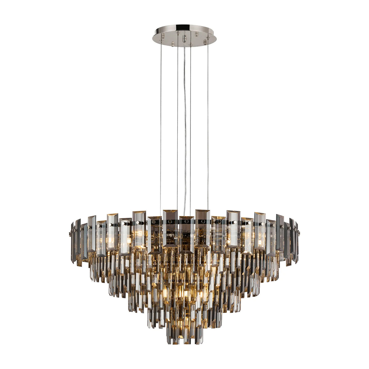 Velator 810mm Pendant in Polished Nickel with Smoked Crystal Glass