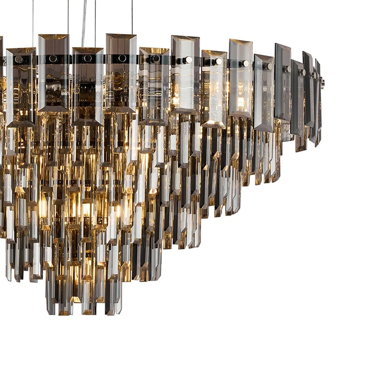 Velator 810mm Pendant in Polished Nickel with Smoked Crystal Glass