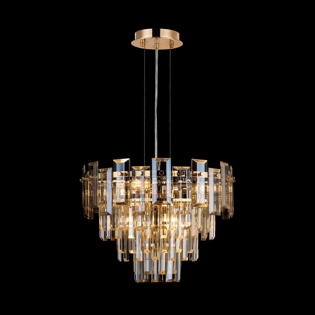Velator 410mm Pendant in French Gold with Champagne Crystal Glass