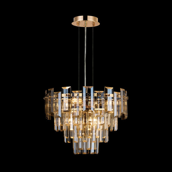 Velator 410mm Pendant in French Gold with Champagne Crystal Glass