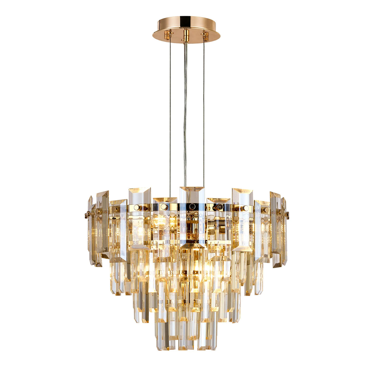 Velator 410mm Pendant in French Gold with Champagne Crystal Glass