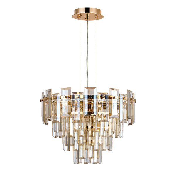 Velator 410mm Pendant in French Gold with Champagne Crystal Glass