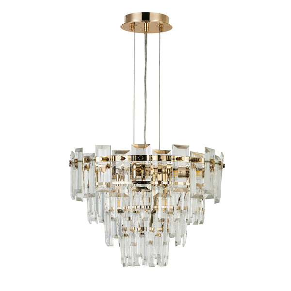 Velator 410mm Pendant in French Gold with Clear Crystal Glass