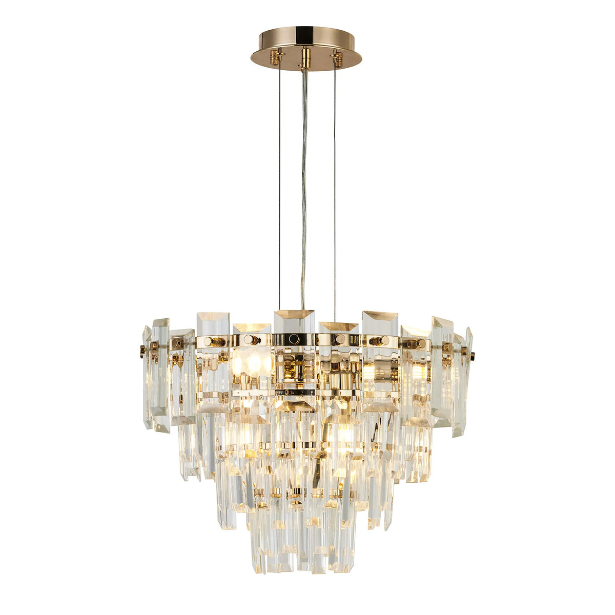Velator 410mm Pendant in French Gold with Clear Crystal Glass