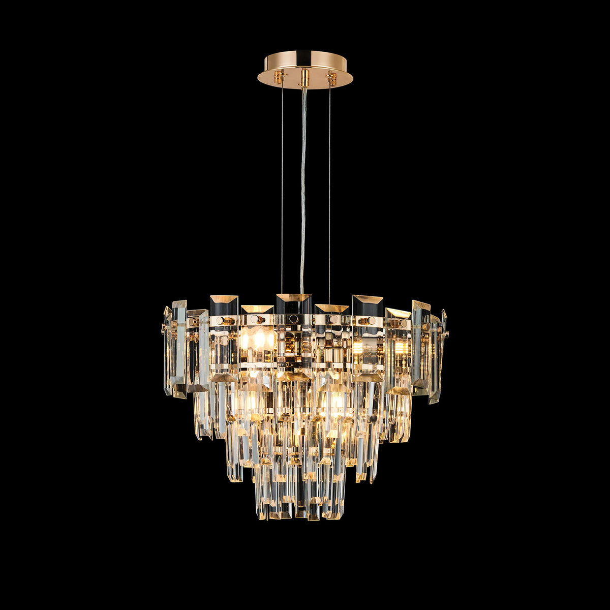 Velator 410mm Pendant in French Gold with Clear Crystal Glass