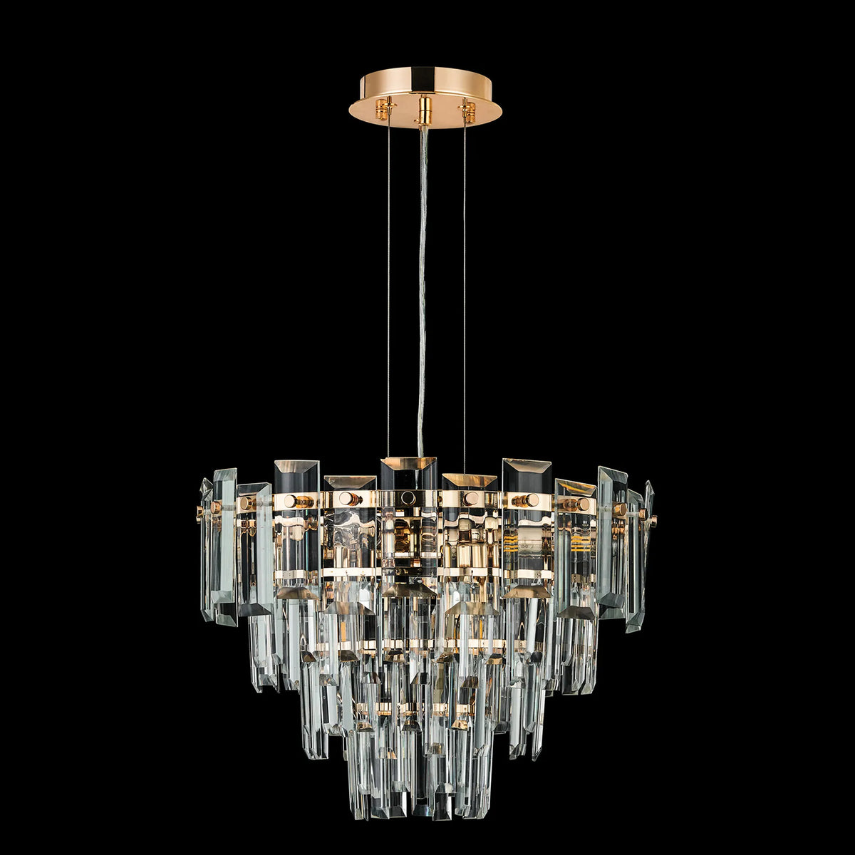 Velator 410mm Pendant in French Gold with Clear Crystal Glass