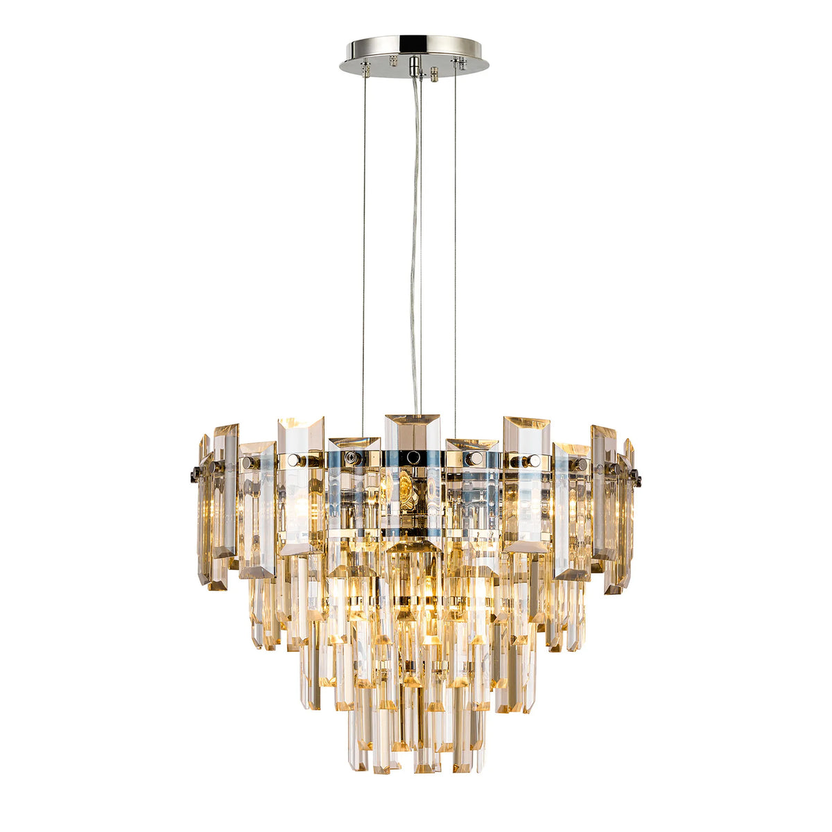 Velator 410mm Pendant in Polished Nickel with Champagne Crystal Glass