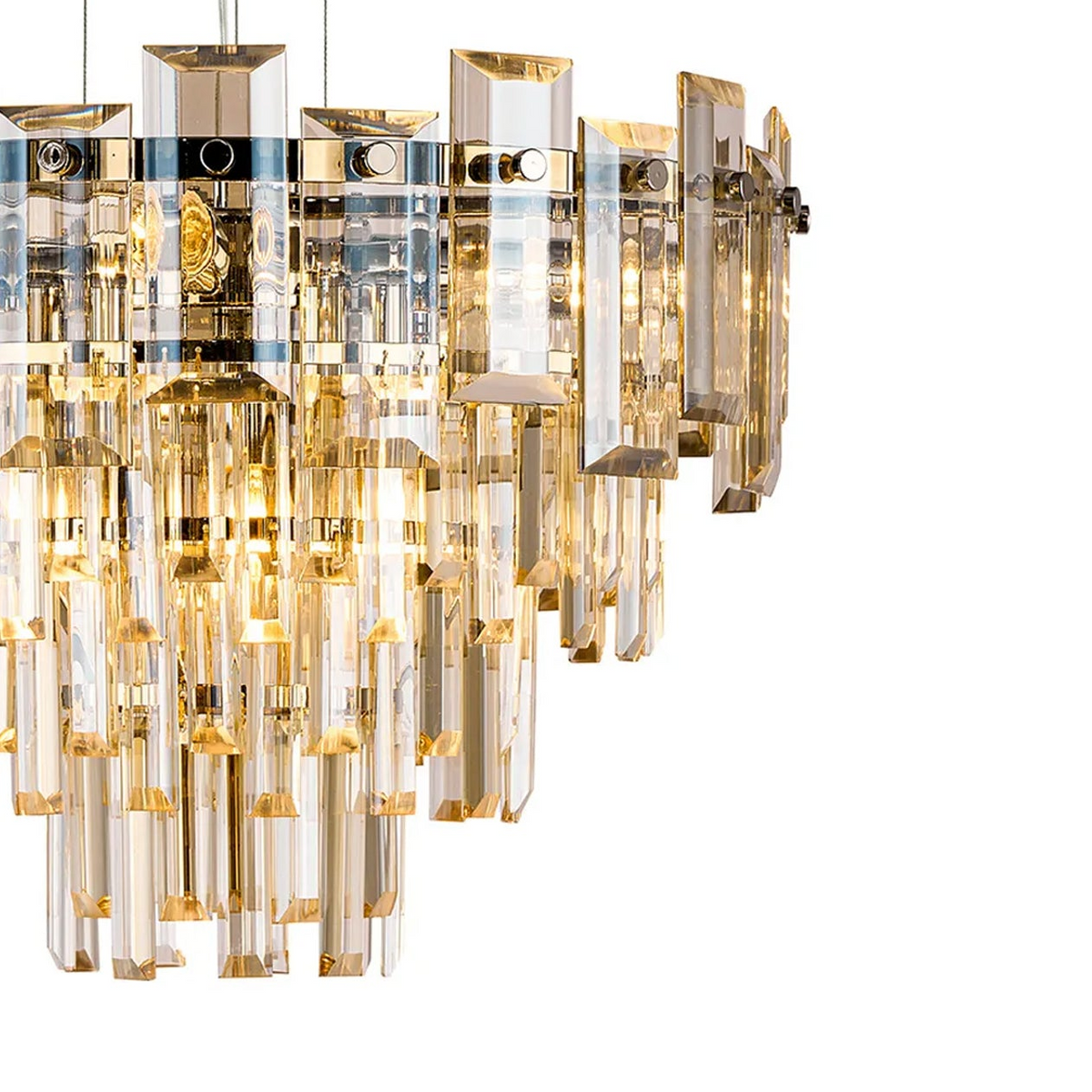 Velator 410mm Pendant in Polished Nickel with Champagne Crystal Glass