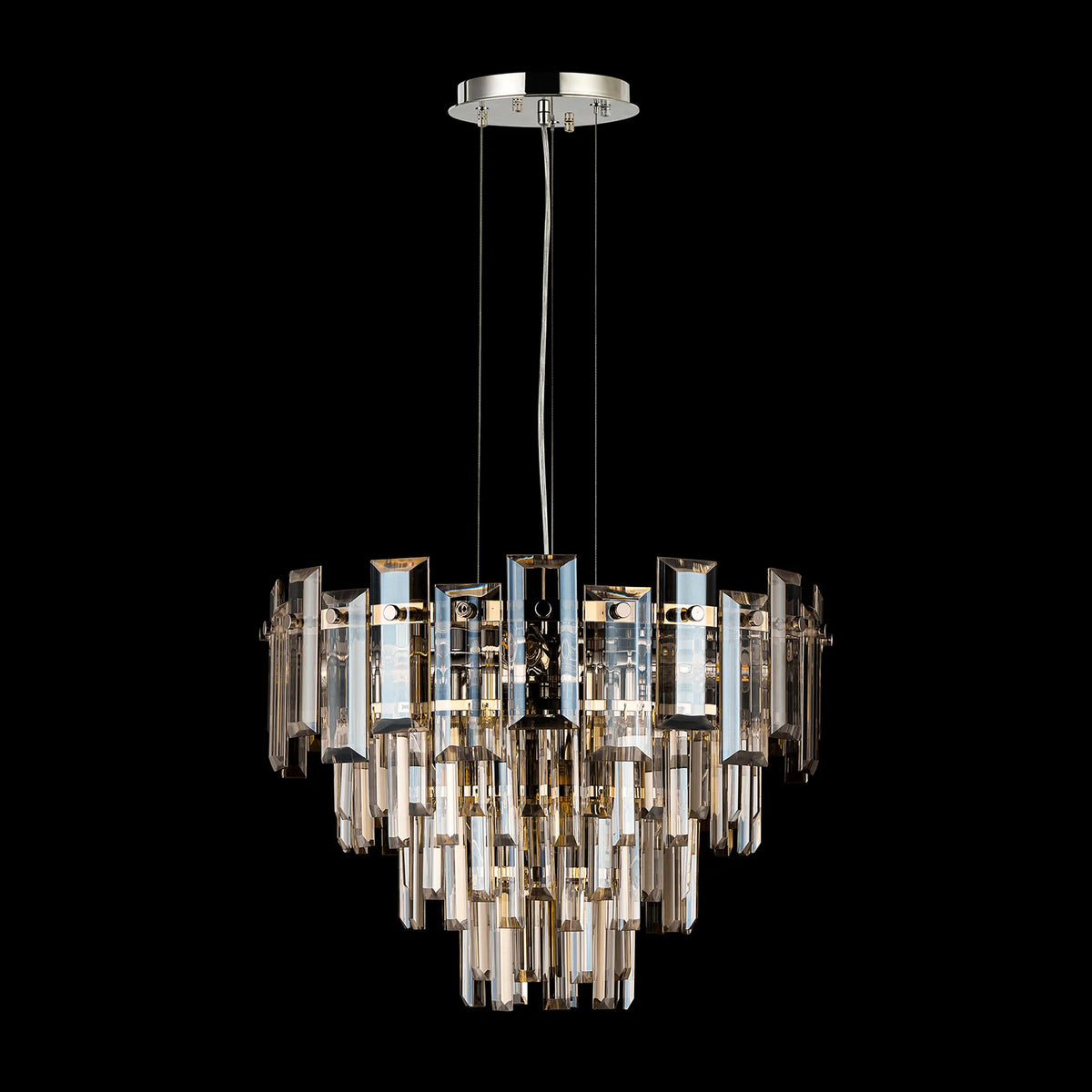 Velator 410mm Pendant in Polished Nickel with Champagne Crystal Glass