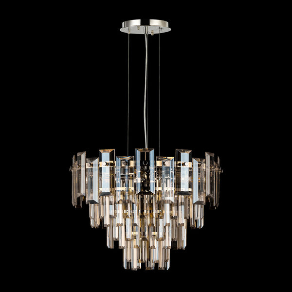 Velator 410mm Pendant in Polished Nickel with Champagne Crystal Glass