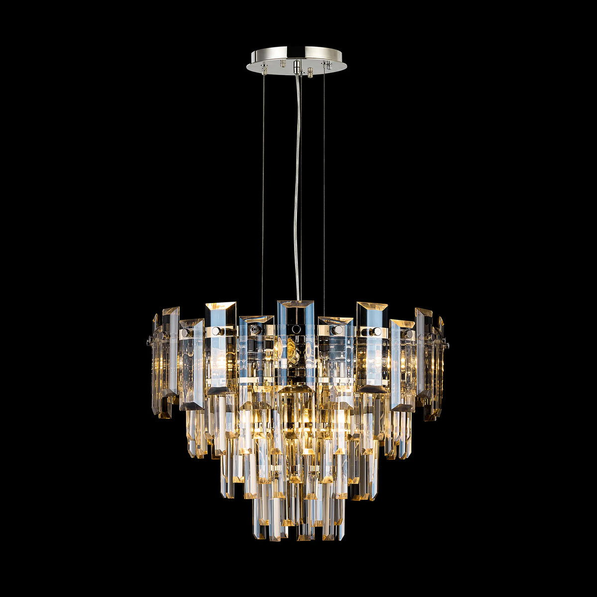 Velator 410mm Pendant in Polished Nickel with Champagne Crystal Glass