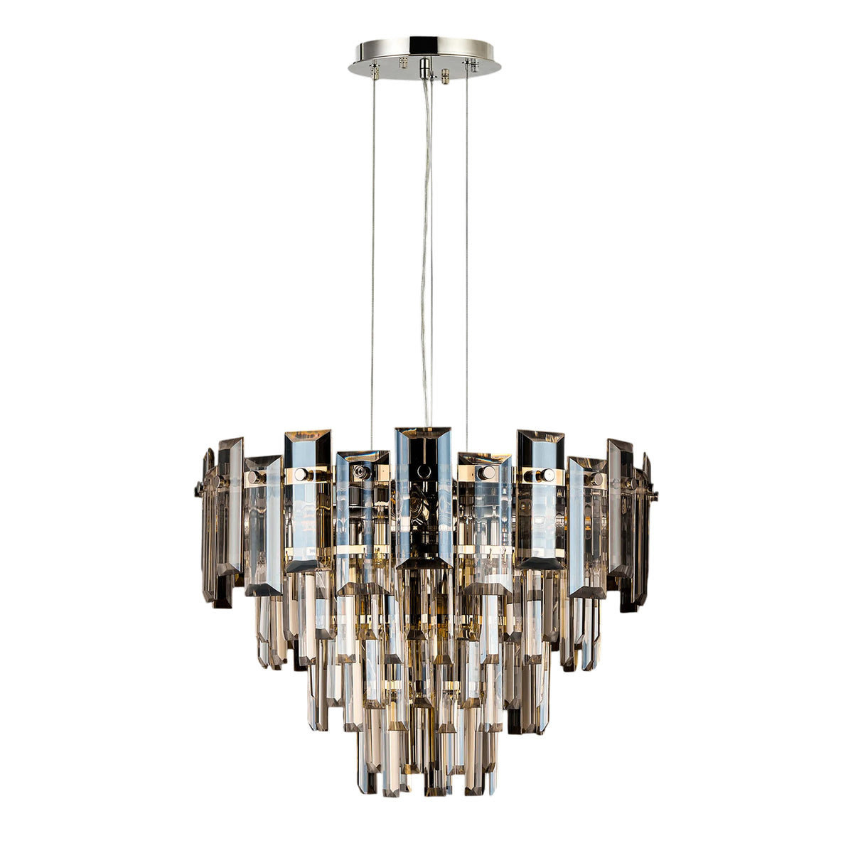 Velator 410mm Pendant in Polished Nickel with Champagne Crystal Glass