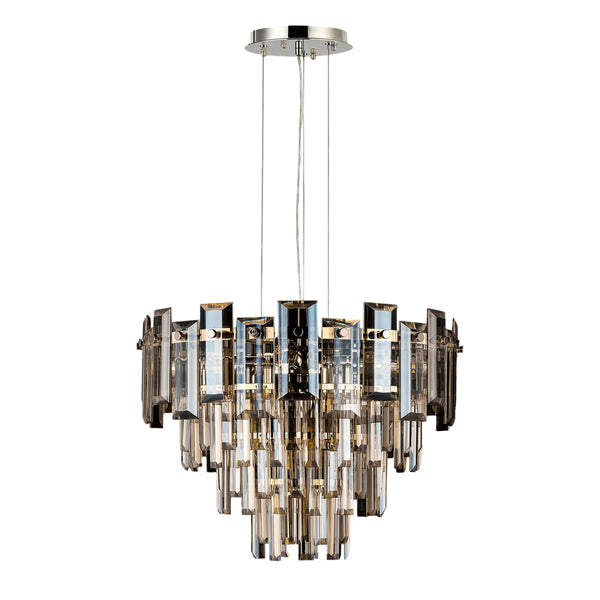 Velator 410mm Pendant in Polished Nickel with Champagne Crystal Glass