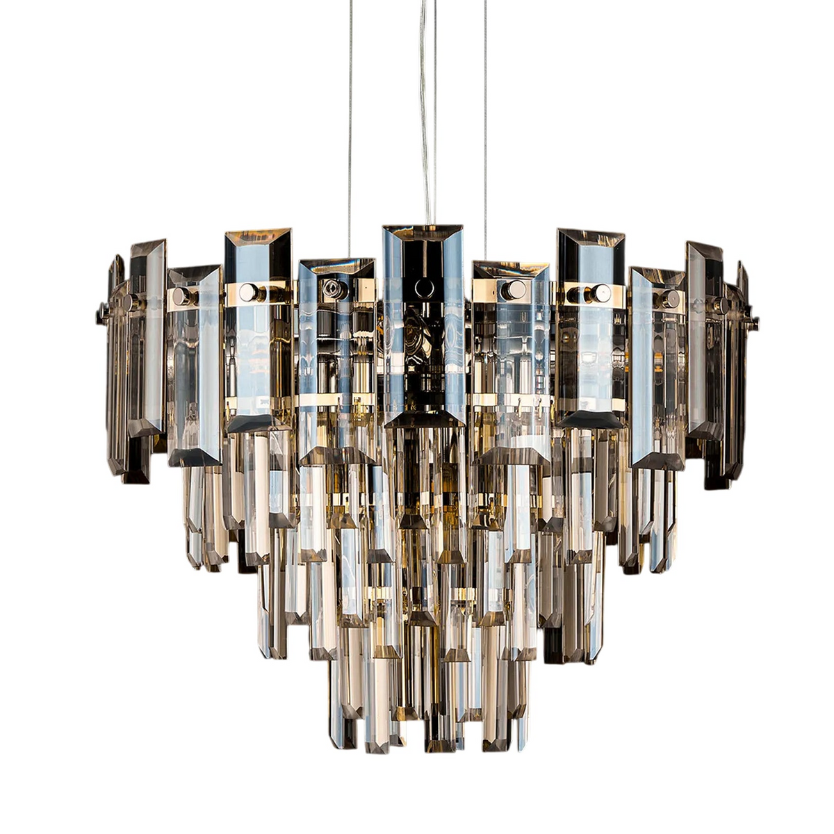 Velator 410mm Pendant in Polished Nickel with Champagne Crystal Glass