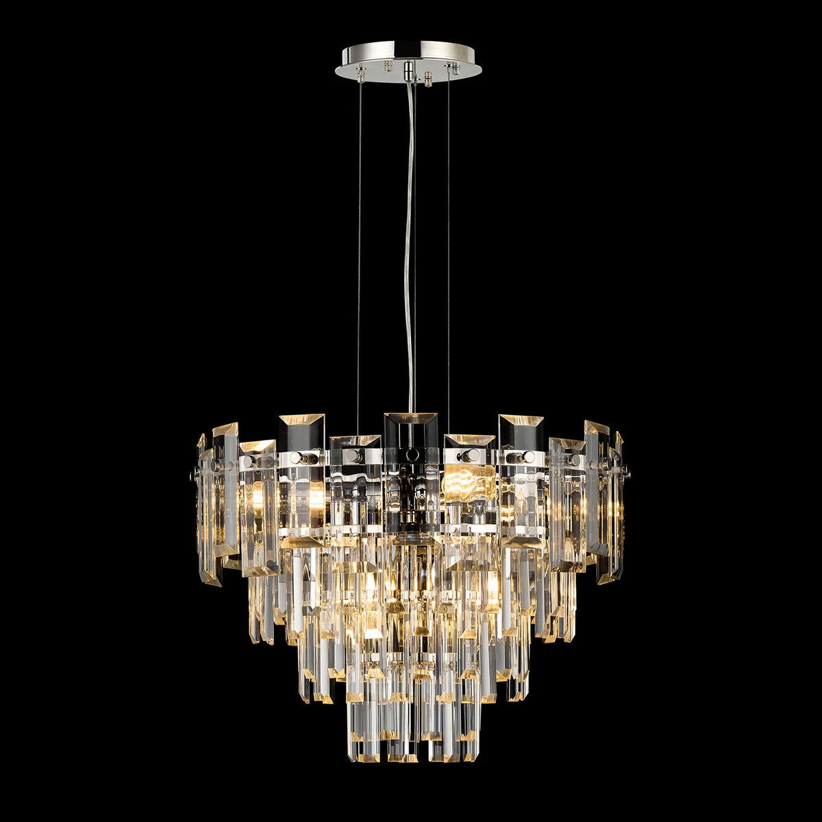 Velator 410mm Pendant in Polished Nickel with Clear Crystal Glass