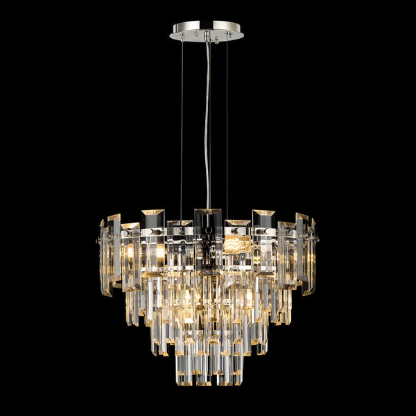 Velator 410mm Pendant in Polished Nickel with Clear Crystal Glass