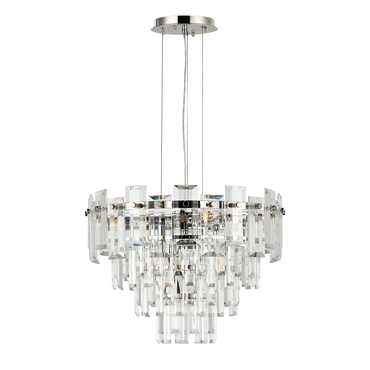 Velator 410mm Pendant in Polished Nickel with Clear Crystal Glass