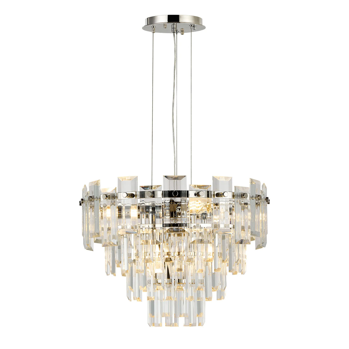 Velator 410mm Pendant in Polished Nickel with Clear Crystal Glass