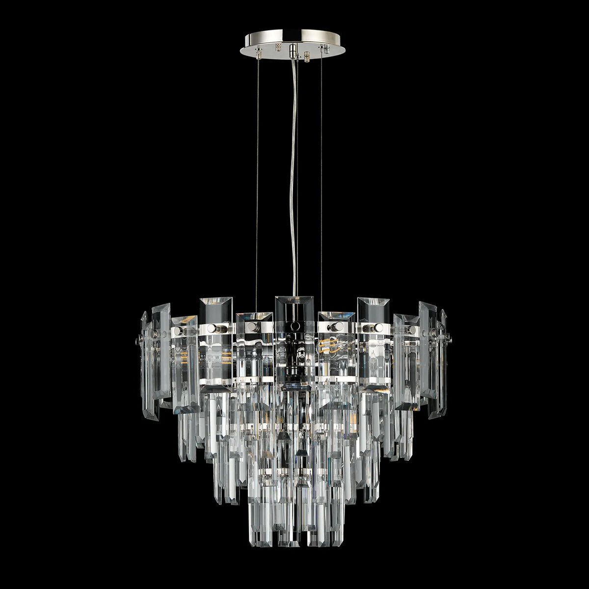 Velator 410mm Pendant in Polished Nickel with Clear Crystal Glass