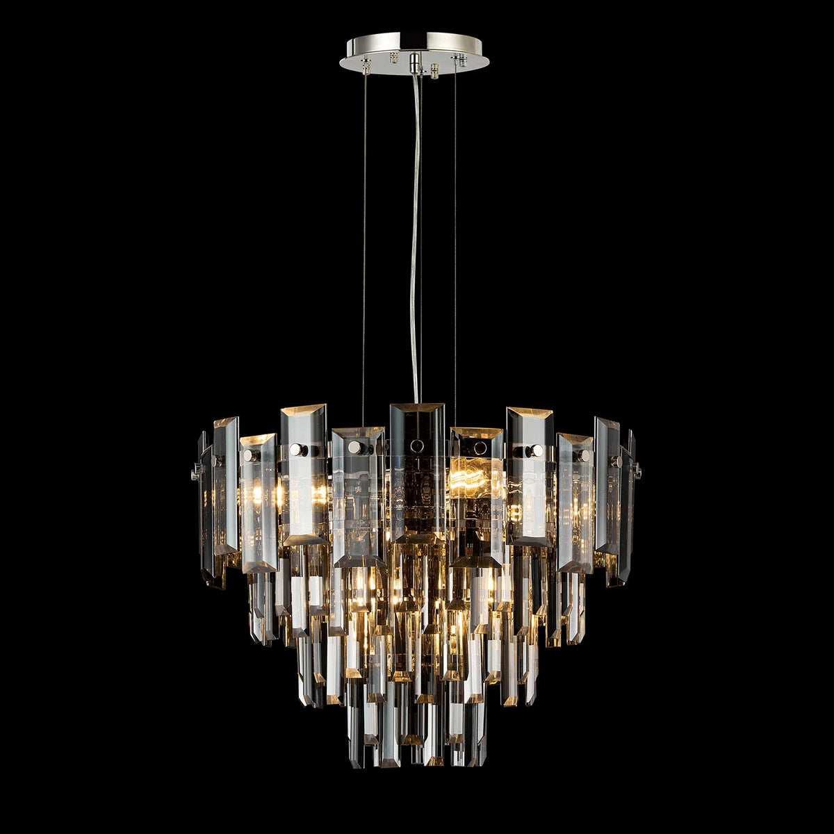 Velator 410mm Pendant in Polished Nickel with Smoked Crystal Glass