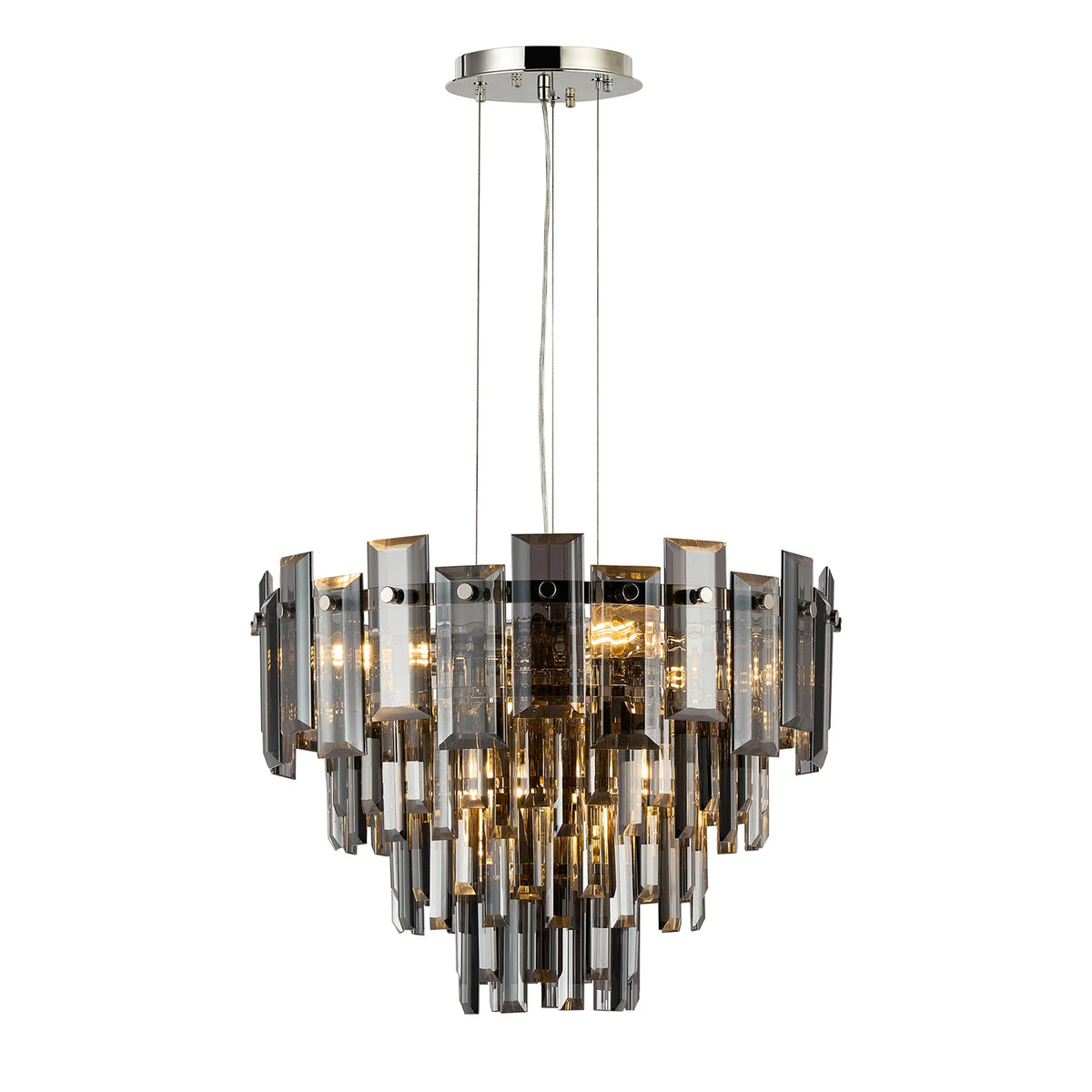 Velator 410mm Pendant in Polished Nickel with Smoked Crystal Glass