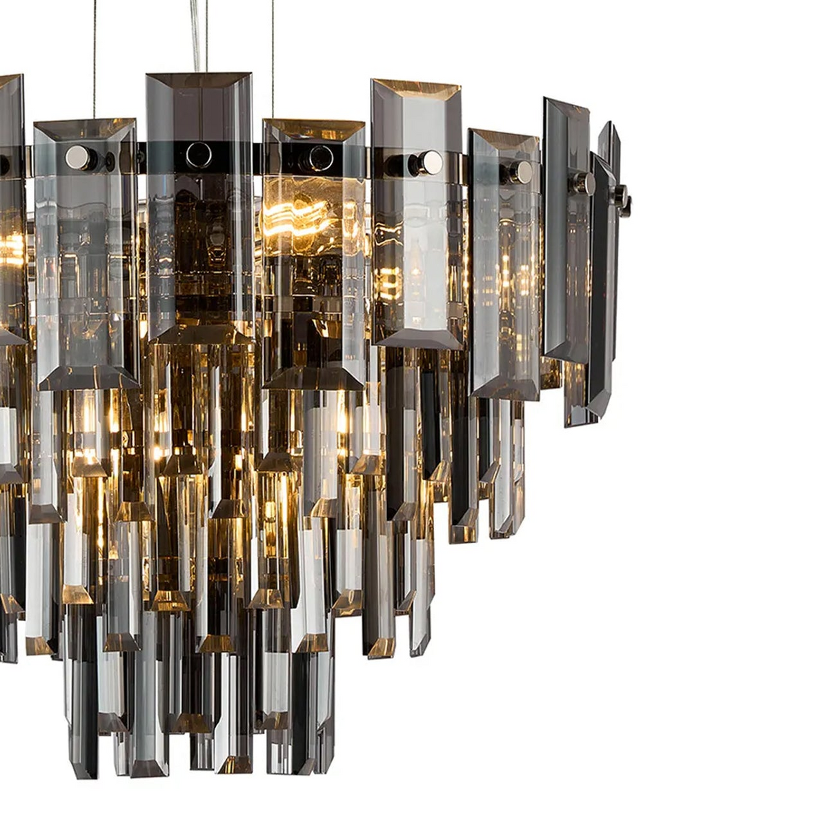 Velator 410mm Pendant in Polished Nickel with Smoked Crystal Glass