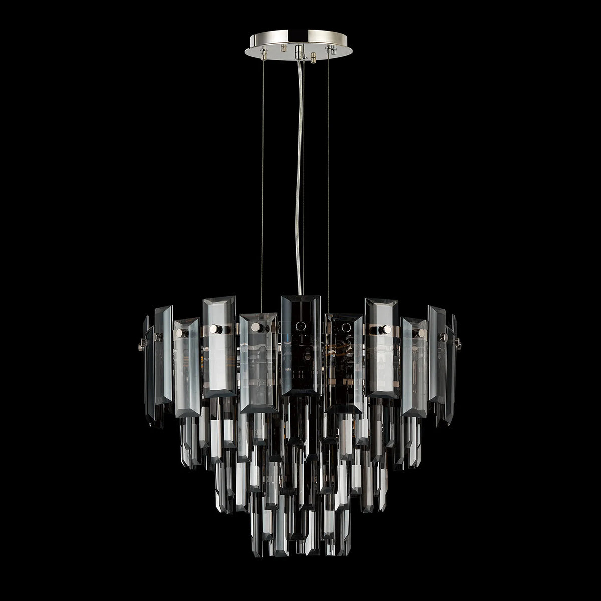 Velator 410mm Pendant in Polished Nickel with Smoked Crystal Glass