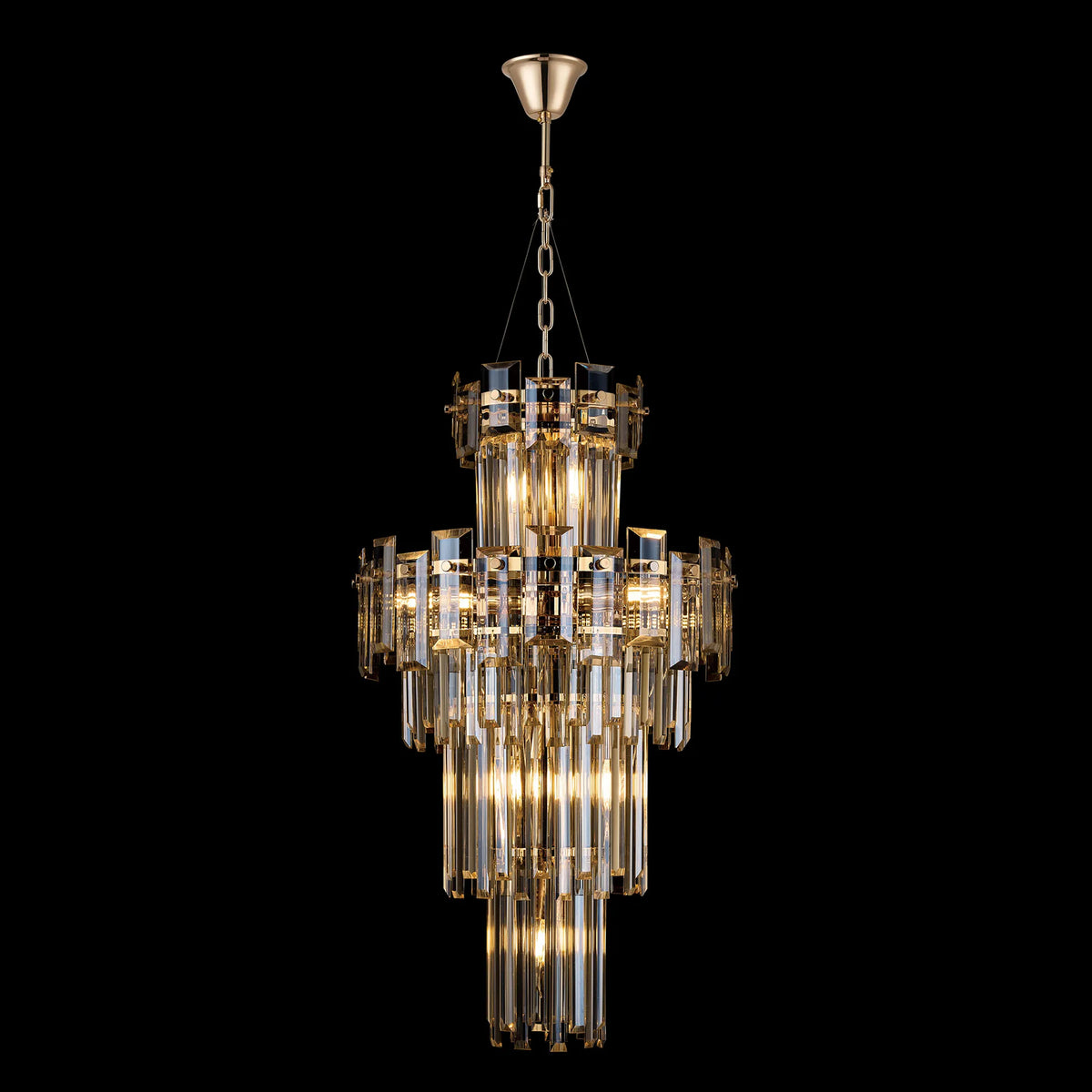 Velator 410mm Tall Pendant in French Gold with Champagne Crystal Glass