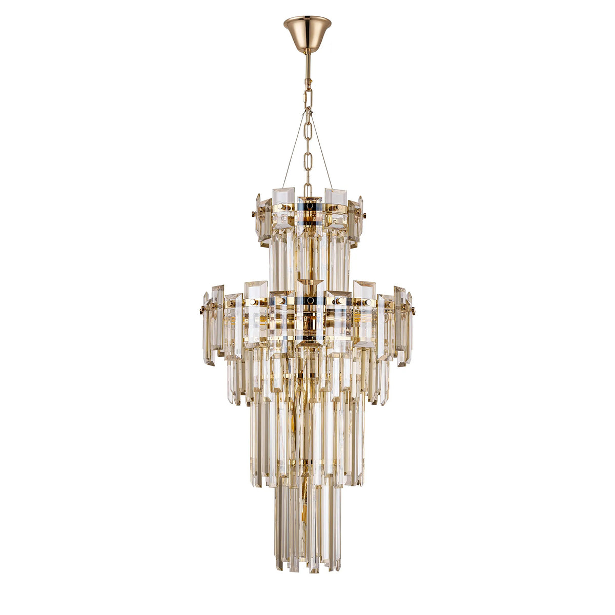 Velator 410mm Tall Pendant in French Gold with Champagne Crystal Glass