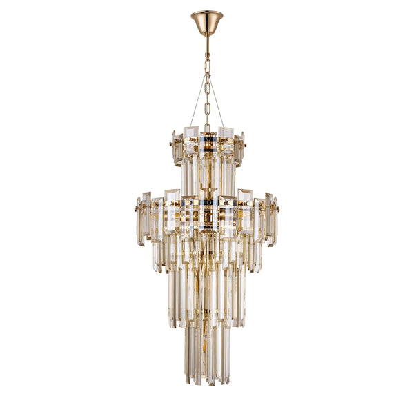 Velator 410mm Tall Pendant in French Gold with Champagne Crystal Glass