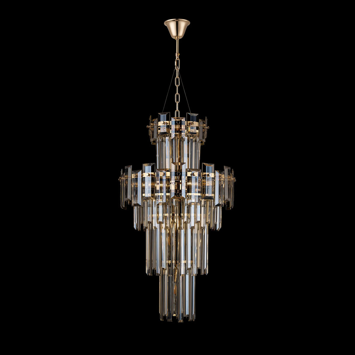 Velator 410mm Tall Pendant in French Gold with Champagne Crystal Glass