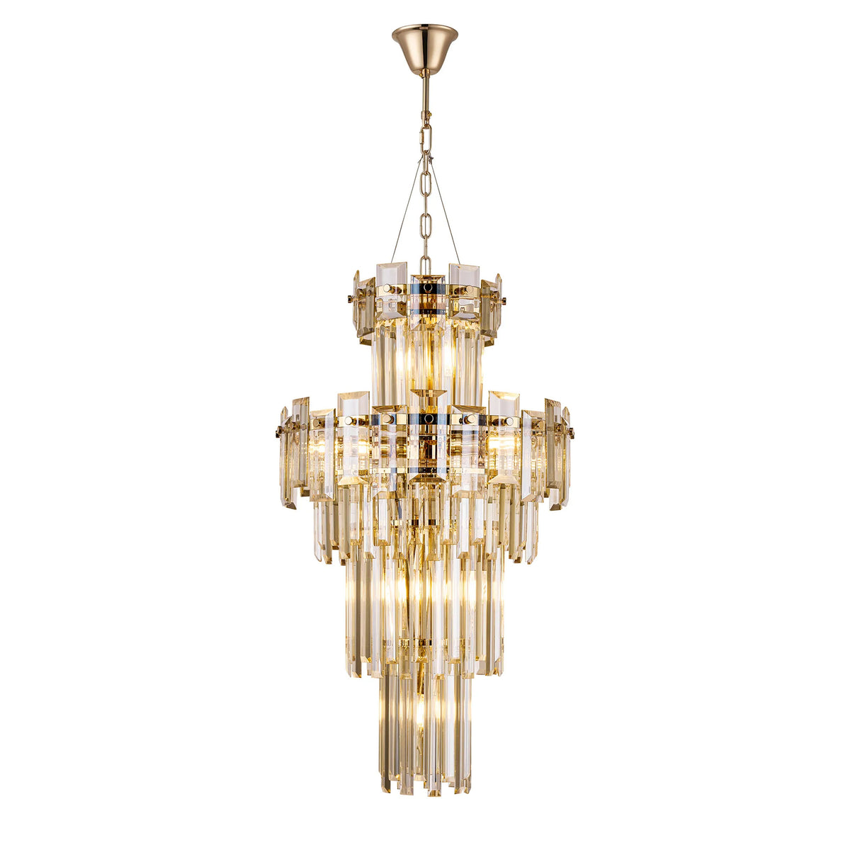 Velator 410mm Tall Pendant in French Gold with Champagne Crystal Glass
