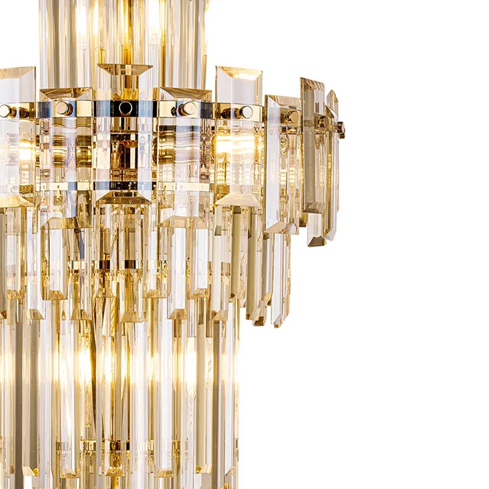 Velator 410mm Tall Pendant in French Gold with Champagne Crystal Glass