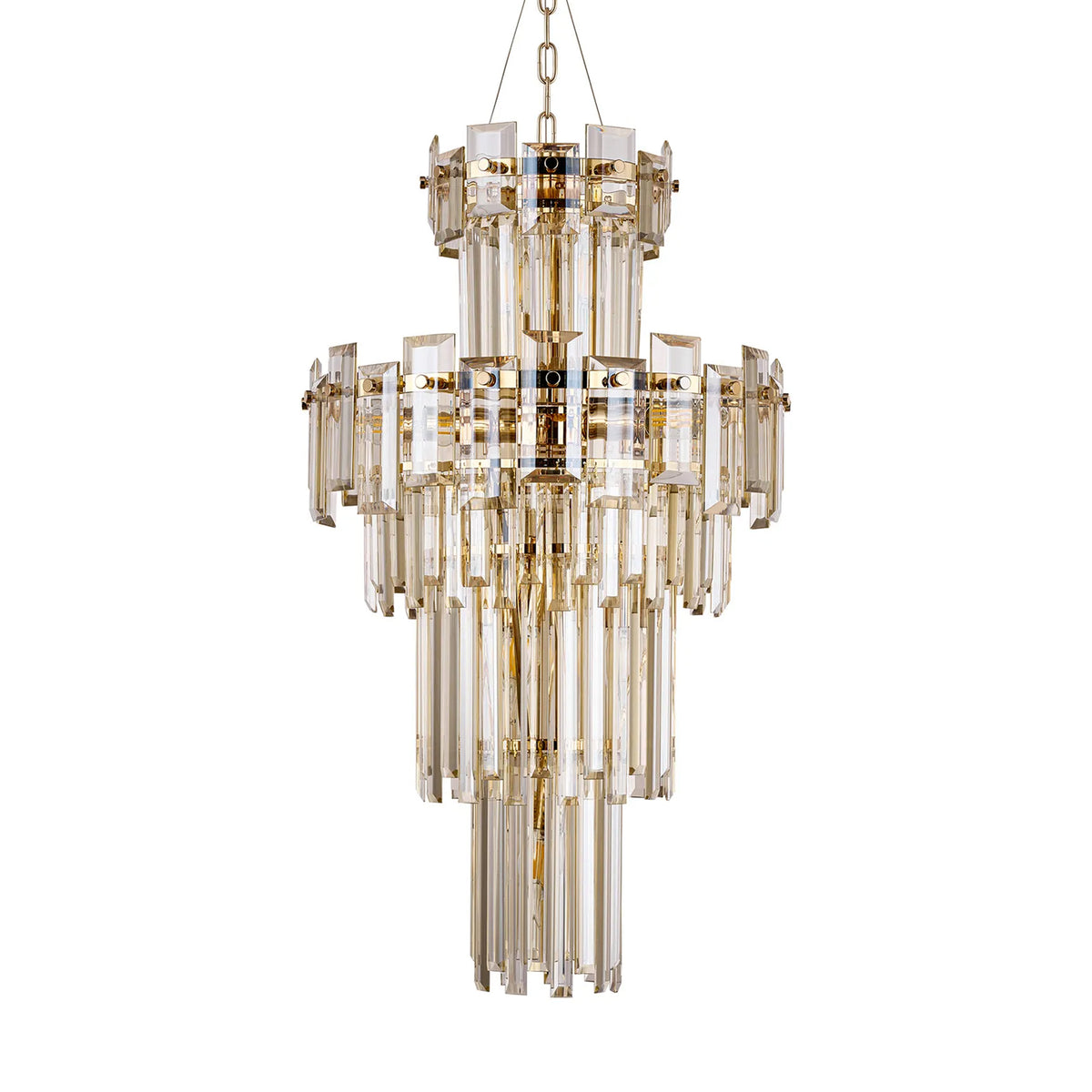 Velator 410mm Tall Pendant in French Gold with Champagne Crystal Glass