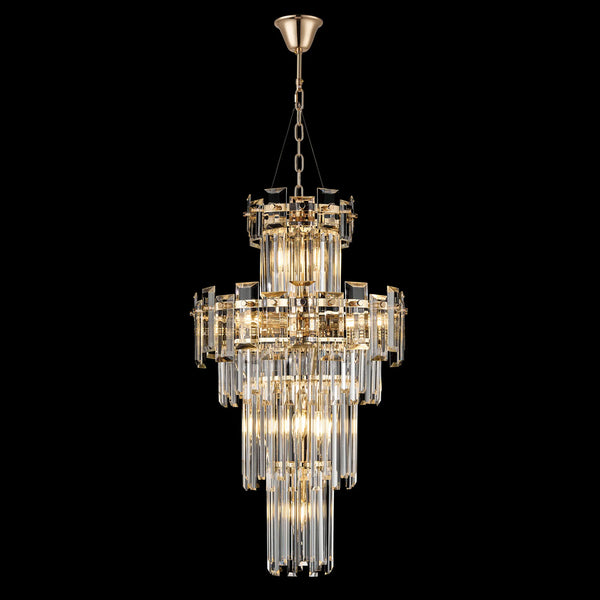 Velator 410mm Tall Pendant in French Gold with Clear Crystal Glass