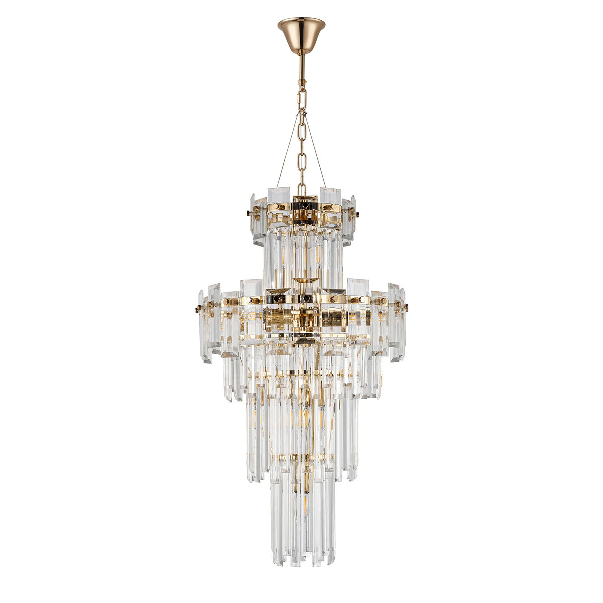 Velator 410mm Tall Pendant in French Gold with Clear Crystal Glass