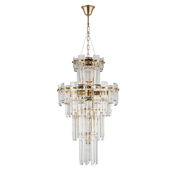 Velator 410mm Tall Pendant in French Gold with Clear Crystal Glass