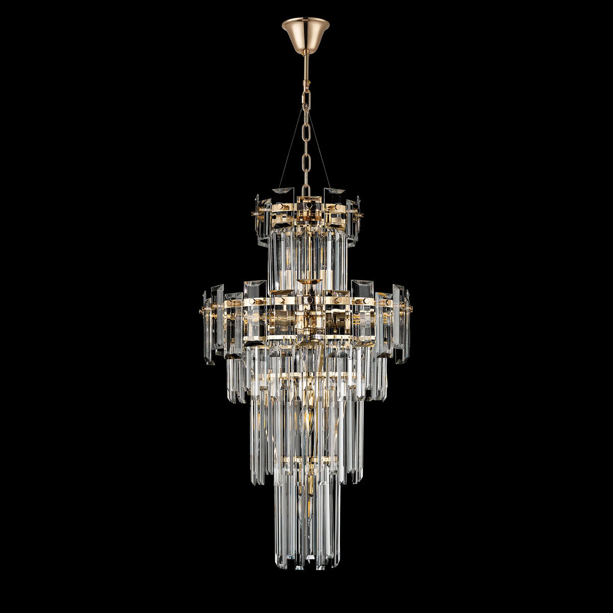 Velator 410mm Tall Pendant in French Gold with Clear Crystal Glass