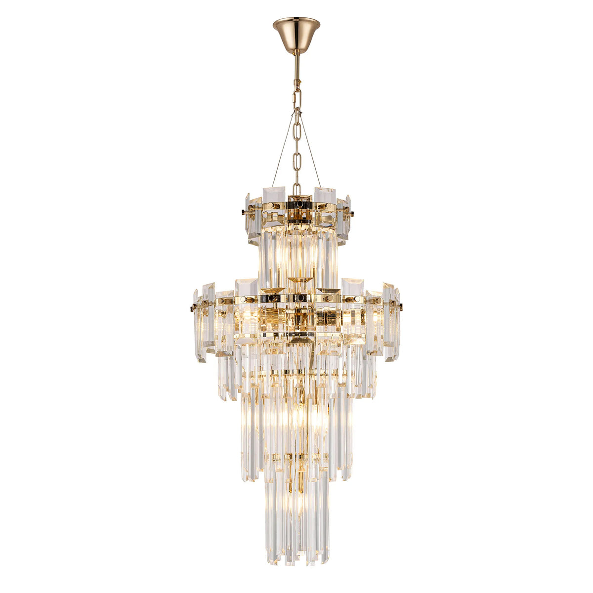 Velator 410mm Tall Pendant in French Gold with Clear Crystal Glass