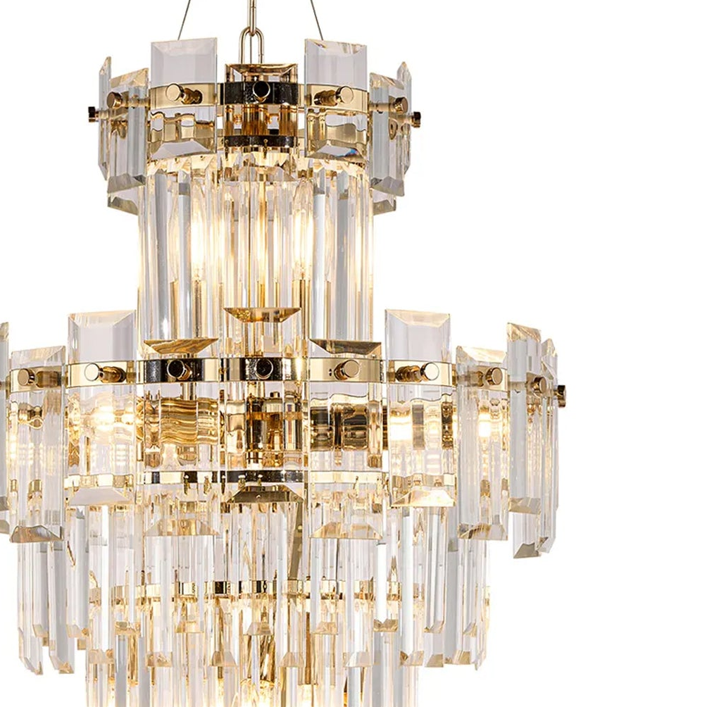 Velator 410mm Tall Pendant in French Gold with Clear Crystal Glass