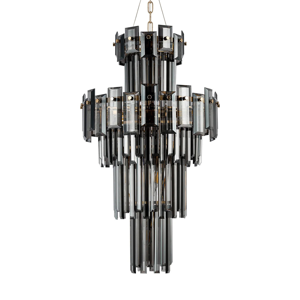 Velator 410mm Tall Pendant in French Gold with Smoked Crystal Glass