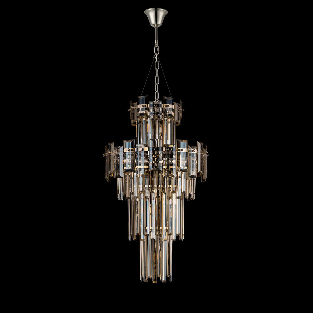 Velator 410mm Tall Pendant in Polished Nickel with Champagne Crystal Glass