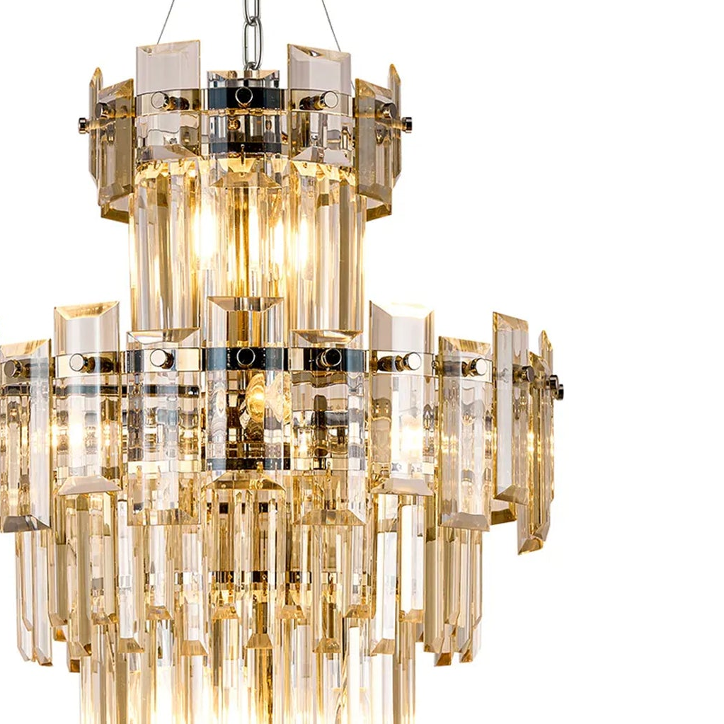 Velator 410mm Tall Pendant in Polished Nickel with Champagne Crystal Glass